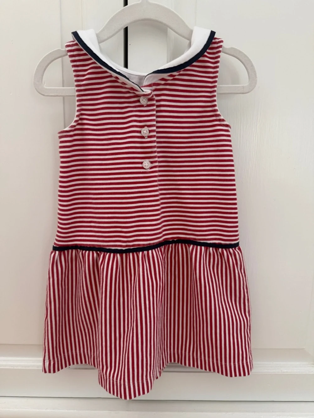 2T Summer Dress Bundle 2pc Janie & Jack Red White Blue Toddler Girl - Picture 4 of 6